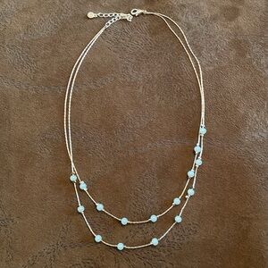 LC faux rose gold and faux pearl double chain 16” - 19”